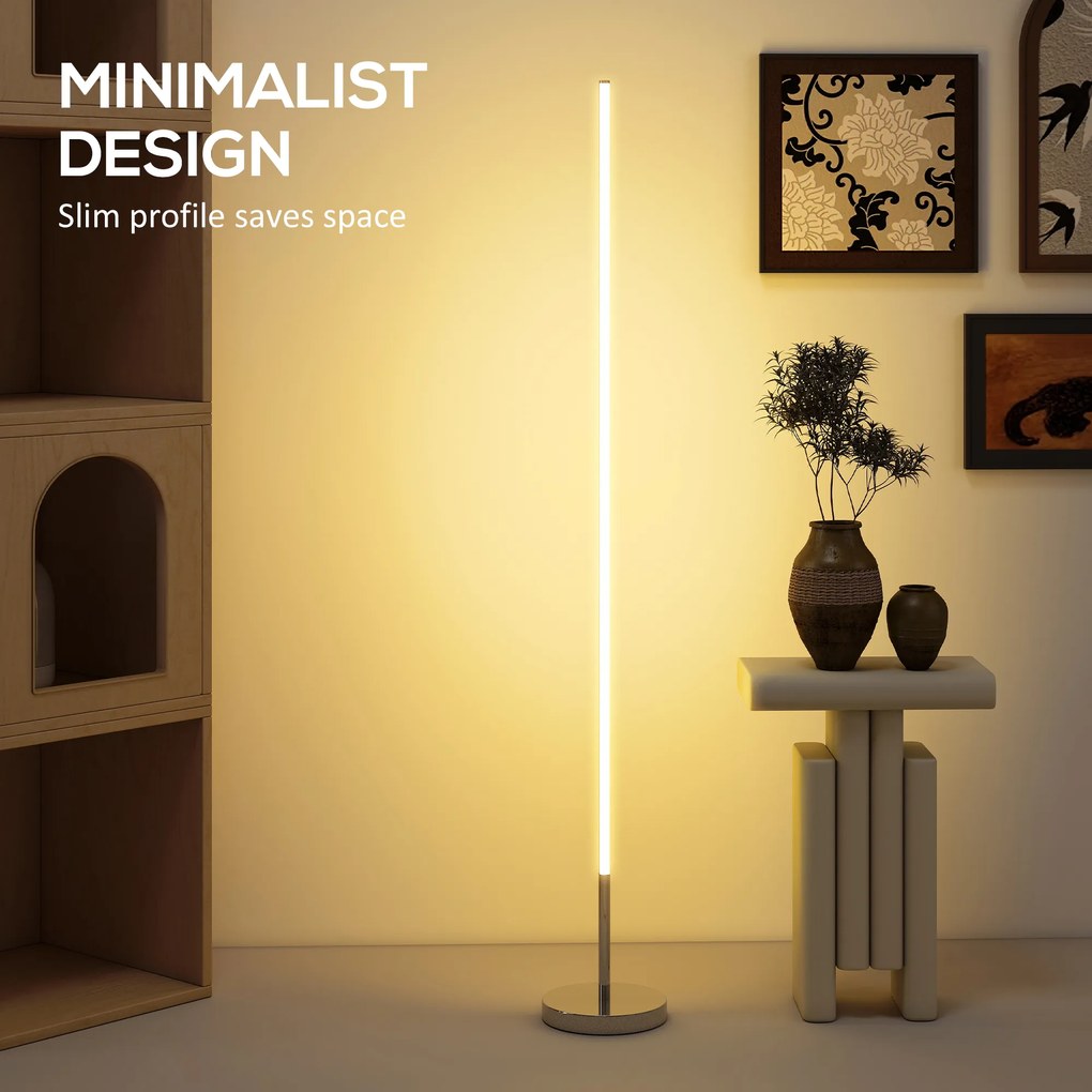 HOMCOM Lampă de Podea LED Reglabilă cu Telecomandă de 150cm Înălțime, Argintiu | Aosom Romania