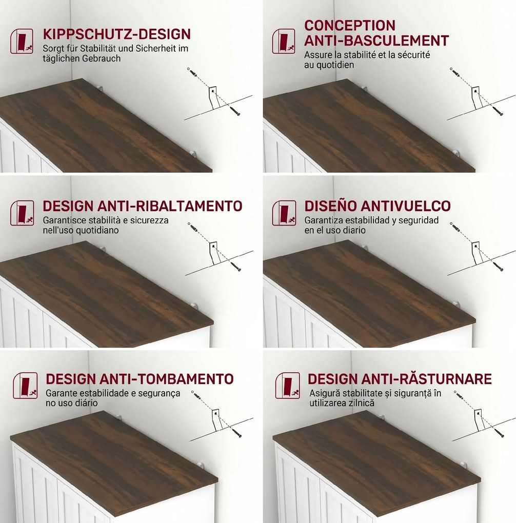 HOMCOM Bufet Modern pentru Bucătărie, Mobilier cu 2 Uși și Raft Reglabil din Lemn, 80x39,7x80 cm, Alb | Aosom Romania