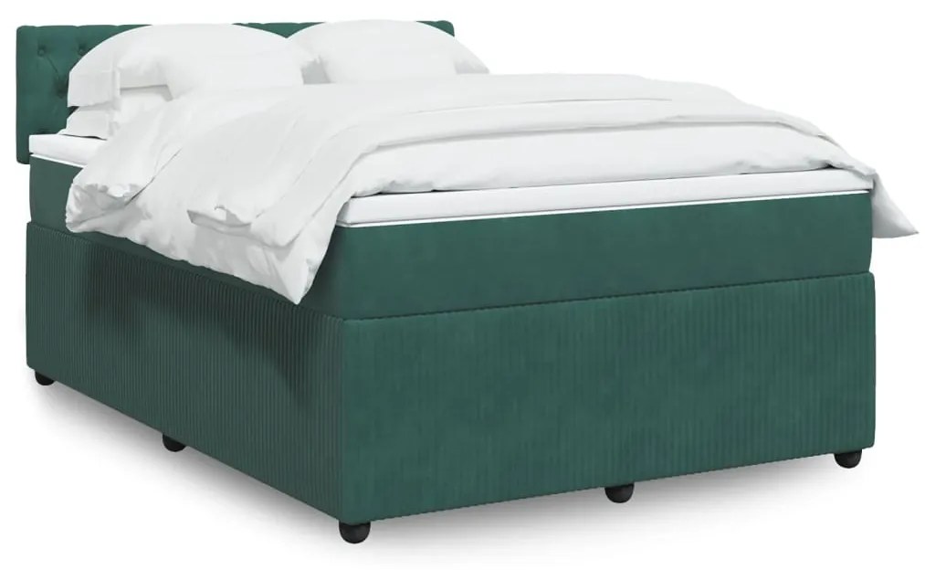 3287791 vidaXL Pat box spring cu saltea, verde închis, 160x200 cm, catifea