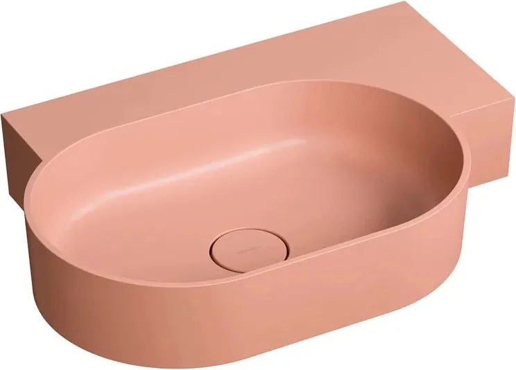 Lavoar suspendat Omnires Ovo M+ finisaj coral mat 64.5 cm dreapta