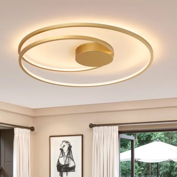 Brilagi-LED Lampă de tavan dimmabilă TWISTER, LED 105 W, 230 V, Ø 100 cm, auriu + telecomandă