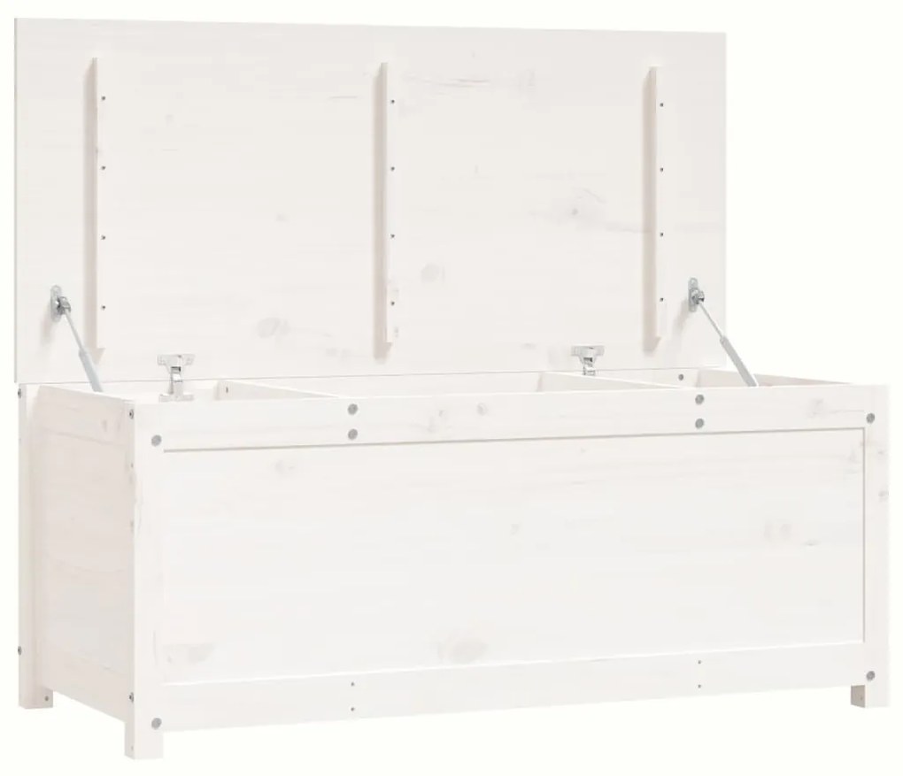 823540 vidaXL Cutie de depozitare, alb, 110x50x45,5 cm, lemn masiv de pin