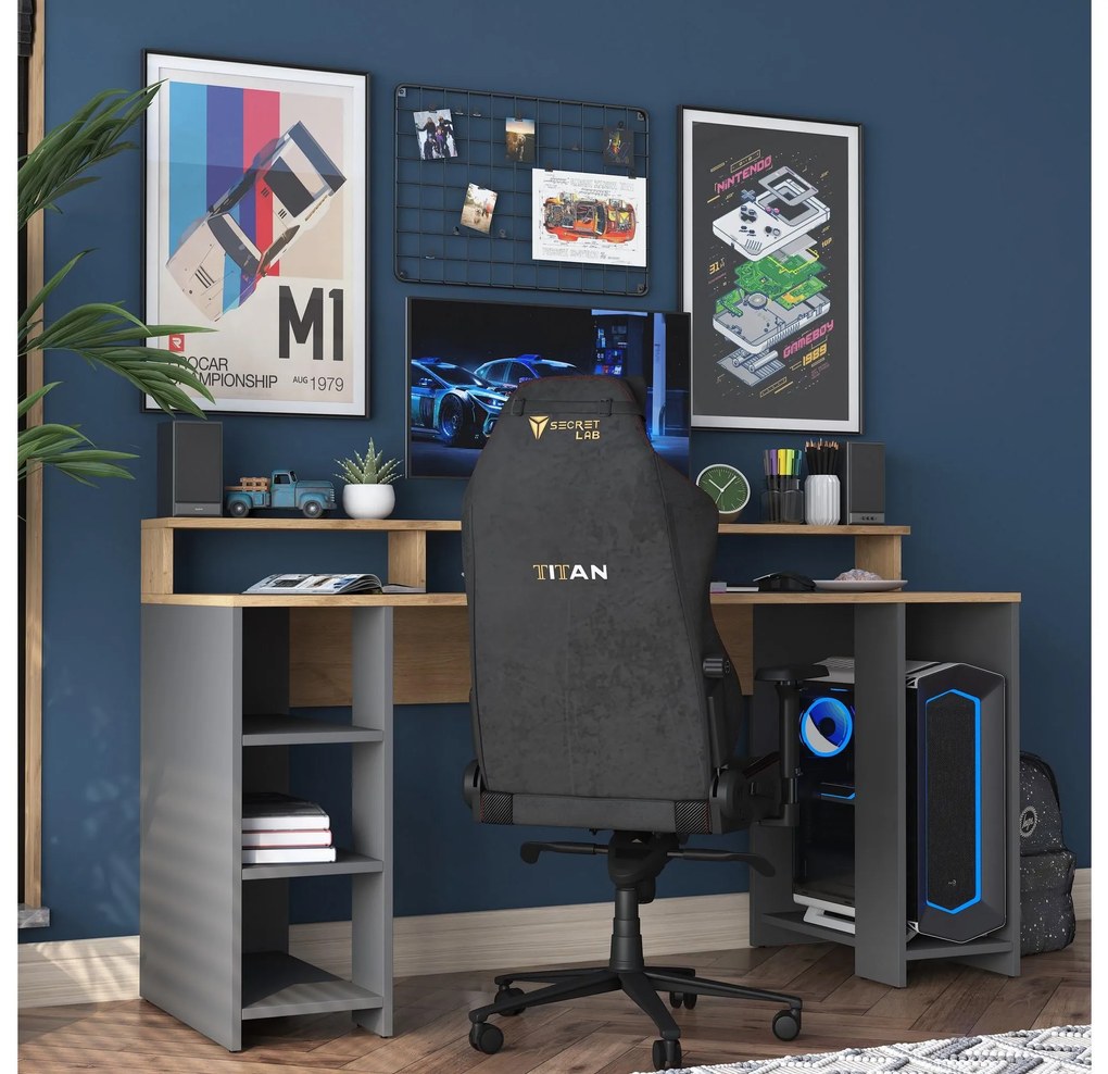 Masă PC Sikine 4 (Nuc + antracit) . 1095012