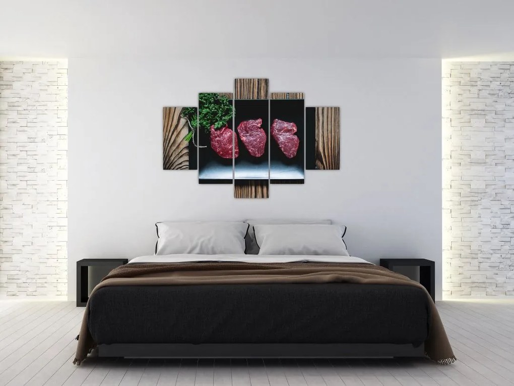 Tablou cu carne pe farfurie (150x105 cm)