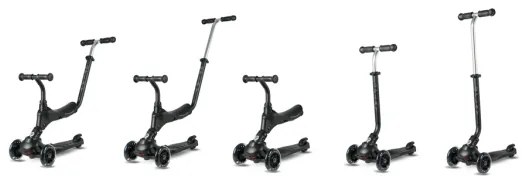 QPlay - Trotinetă pentru copii SEMA PRO 5în1 cu roți LED, neagră