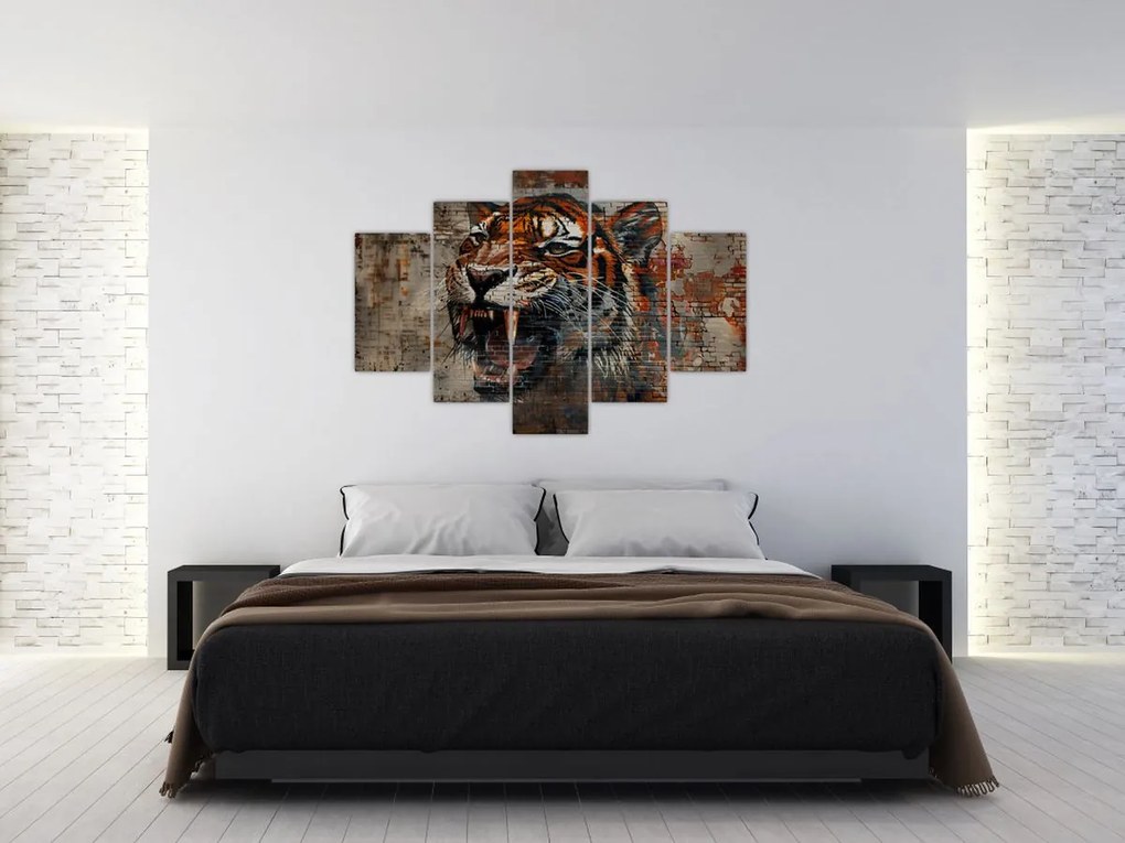 Tablou - Tigru din Cărămizi (150x105 cm)
