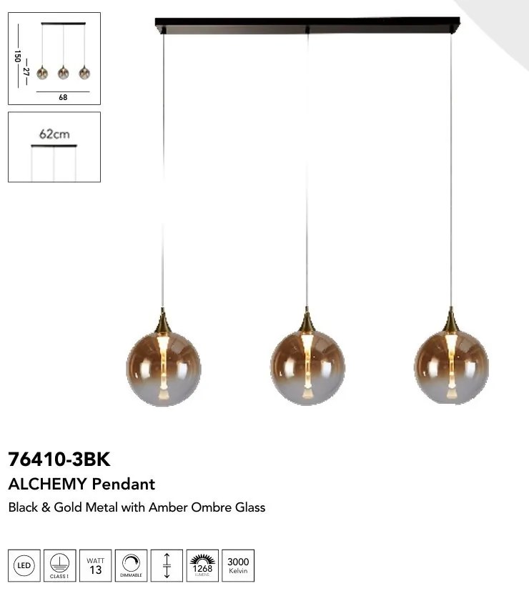 Lustra cu 3 pendule LED design modern minimalist Alchemy