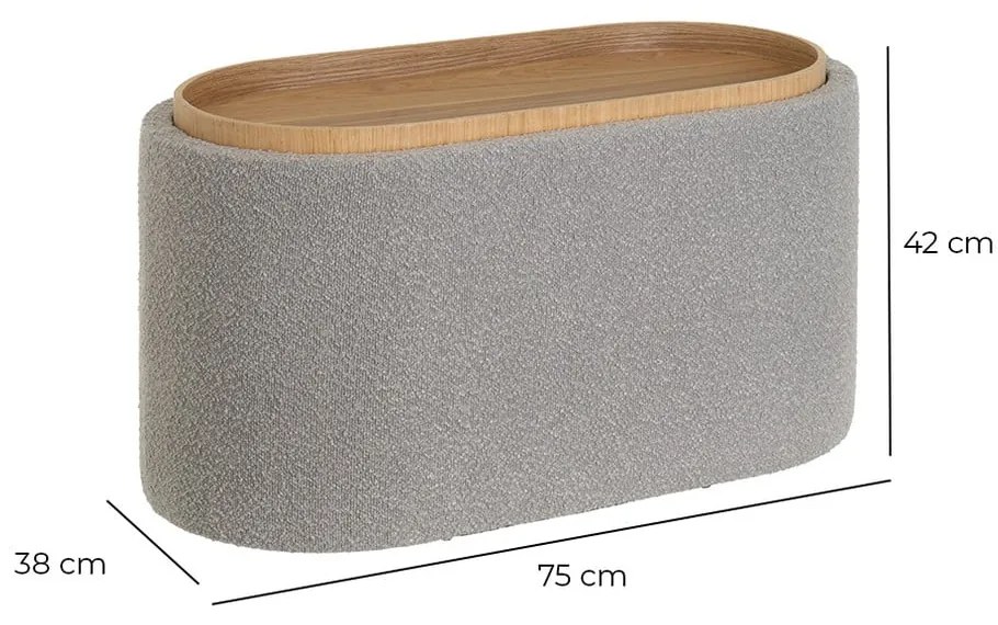 Taburet gri deschis cu tapițerie din țesătură bouclé – Casa Selección