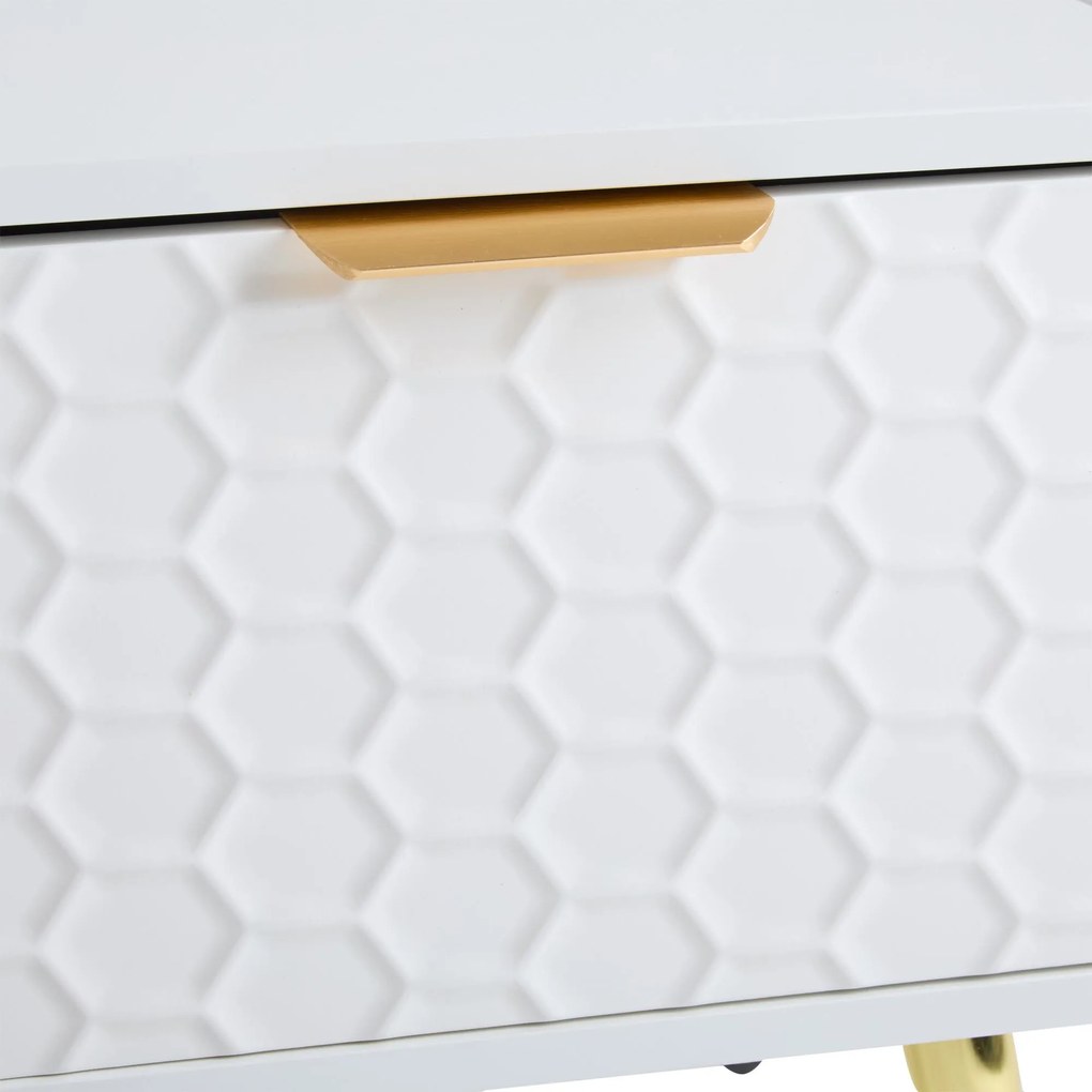 Suport TV modern cu model fagure, multiple funcții de depozitare, 180x40x41 cm, Alb