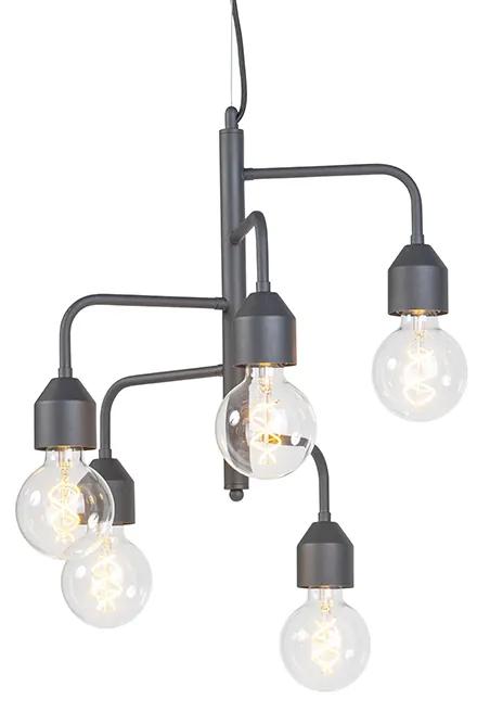 Lampă suspendată industrială neagră cu 5 lumini - Darren
