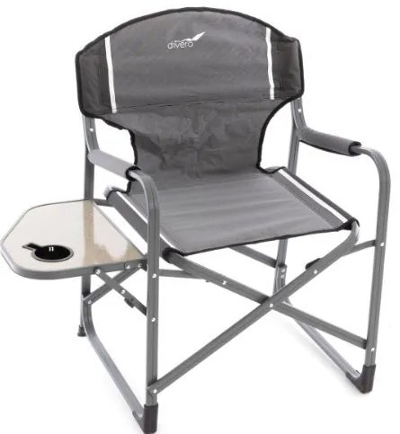 Scaun pliant de camping cu masă și suport pentru băuturi