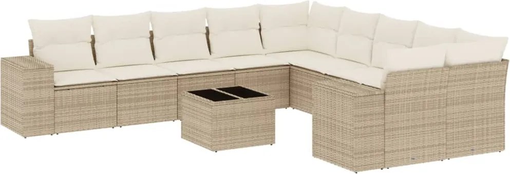 vidaXL Set canapele de grădină cu perne, 11 piese, bej, poliratan