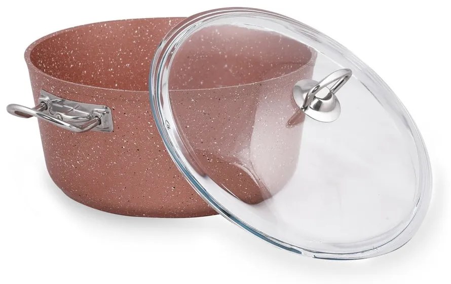 Cratiță din aluminiu înaltă cu capac Güral Porselen Classic, ø 26 cm, roz