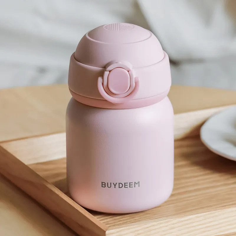 Termos BUYDEEM TAN200, 200 ml, Capac cu infiletare etansa, Otel inoxidabil, Roz