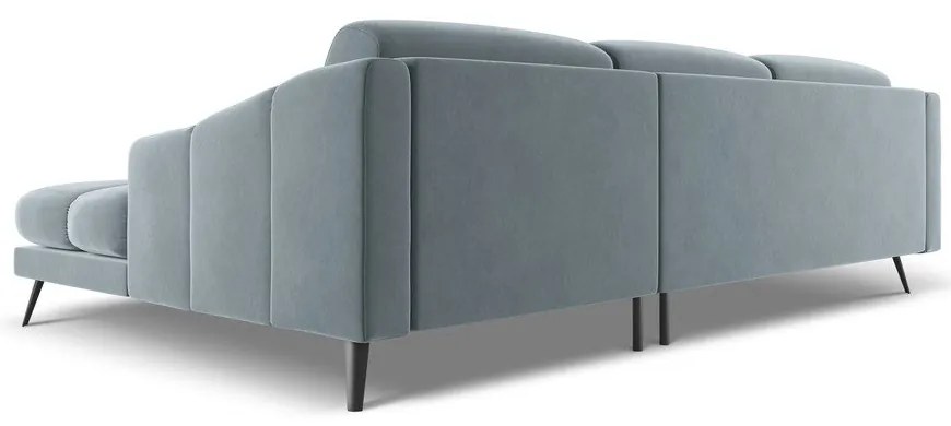 Colțar albastru deschis cu tapițerie din catifea (cu colț pe partea dreaptă) Nalu – Makamii