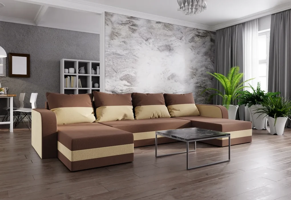 Expedo Canapea extensibilă în formă de U MARIKA N, 305x90x140 rainbow 5/rainbow 41
