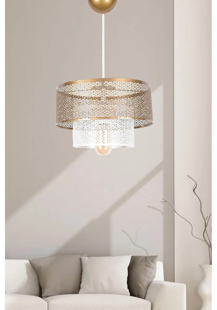 Lustră albă/aurie cu abajur din metal ø 26,5 cm – Opviq lights