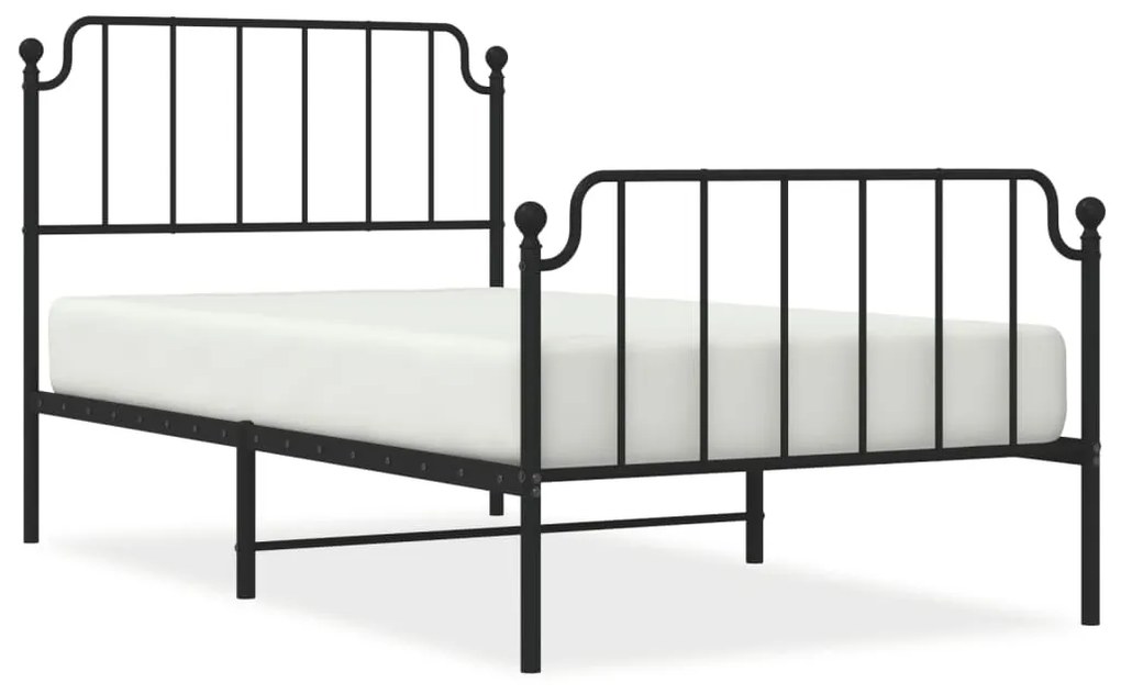 373900 vidaXL Cadru pat metalic cu tăblii de cap/picioare  negru, 100x200 cm