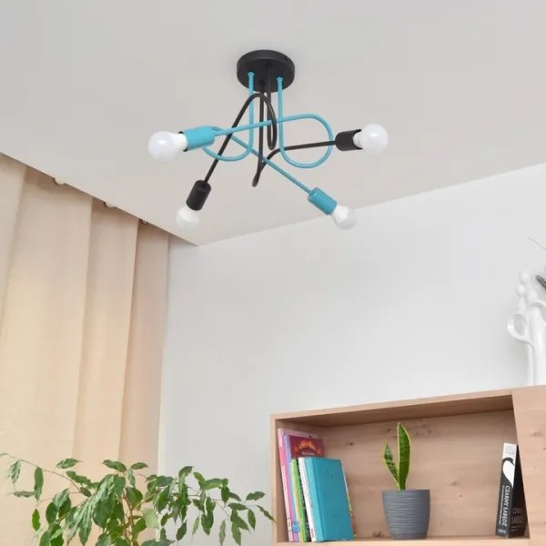 Lustră aplicată OXFORD 4xE27/15W/230V negru/turcoaz