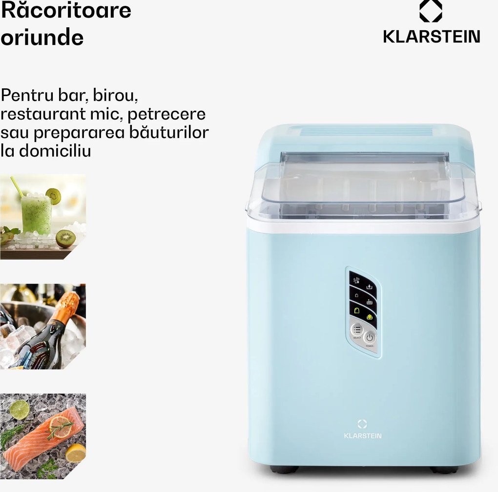 Klarstein Albaron, producător de gheață, formă de butuc, 12 kg/24 h, rezervor de 1,5 l, afișaj