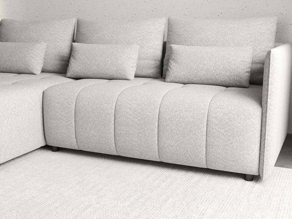 Colțar extensibil dumonde cu ladă de depozitare si sezut confortabil din spuma high-density, Malta Euphoria Dove II 235x185 cm