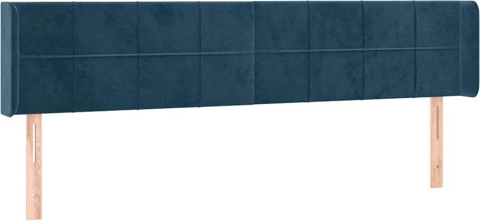 vidaXL Tăblie pat cu aripioare albastru închis 183x16x78/88 cm catifea