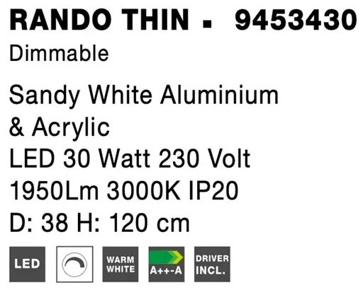Lustra LED design modern circular RANDO THIN alb 3000K NVL-9453430