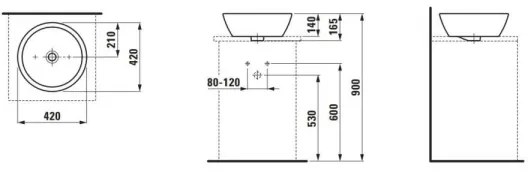 LAUFEN H8129620001091 - Lavoar pentru blat PRO Ø 42 cm ceramică/alb