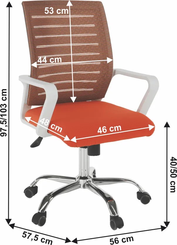 Scaun birou, alb/portocaliu, CAGE