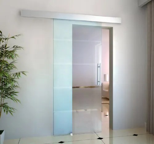 Homcom Usa Glisanta din Sticla Satinata – 102,5×205 cm cu Dungi Decorative | Aosom Romania