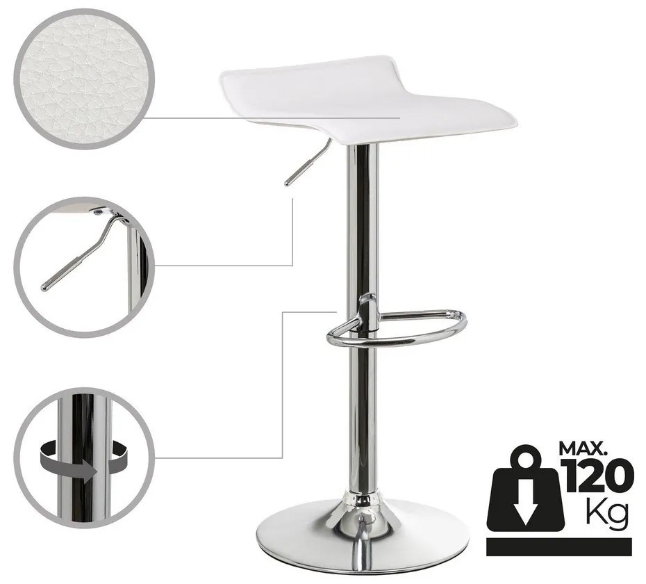 Set de scaune de bar alb cu înălțime ajustabilă 2 buc. tapițat (înălțime șezut 63 cm) – Casa Selección