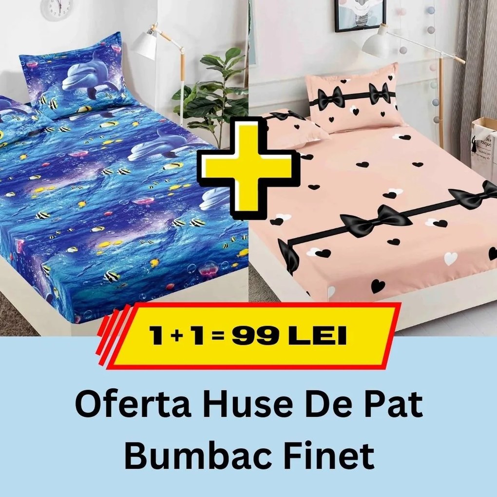 Pachet promotional 1 + 1 Husa de Pat Din bumbac Finet, LP-PPHBF-16
