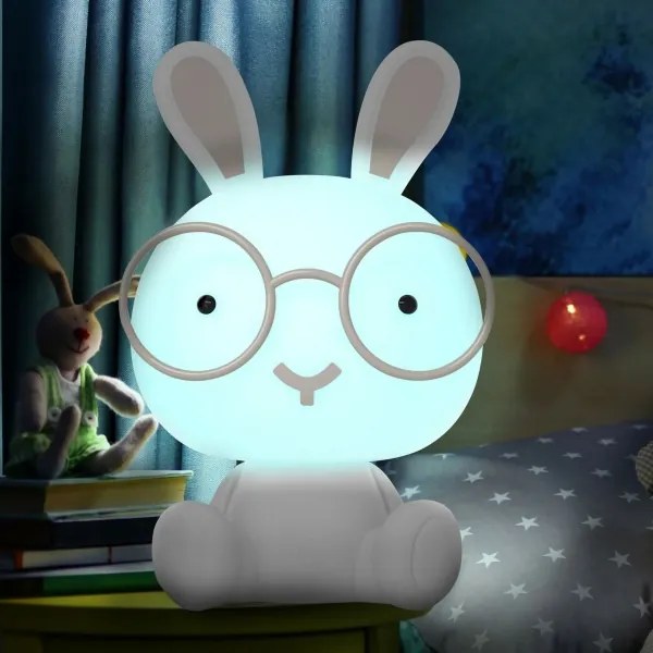 Veioză LED RGBW dimabilă de veghe pentru copii 2,5W/230V alb iepuraș