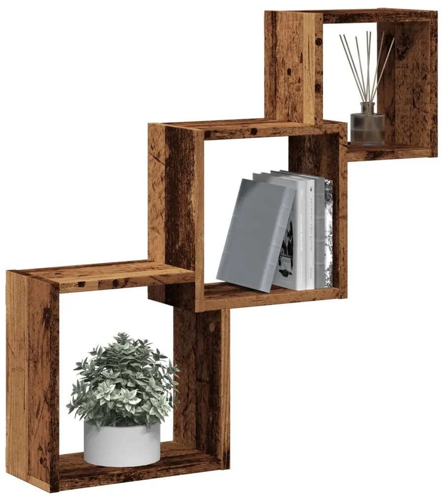 vidaXL Rafturi de perete, cub, lemn vechi, 68x15x68 cm, lemn prelucrat
