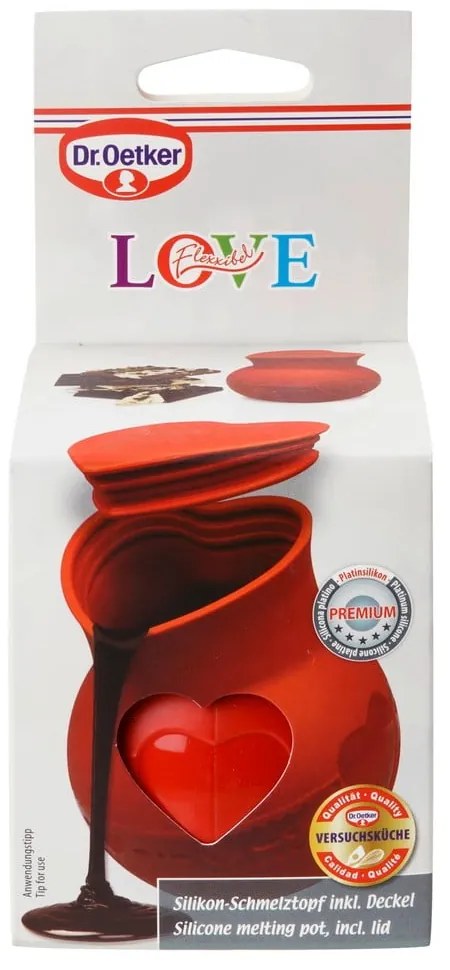 Recipient din silicon pentru topirea ciocolatei Dr. Oetker Flexxibel Love, 250 ml, roșu