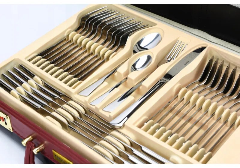 Set tacamuri Kinghoff KH 3520, 72 piese, Pentru 12 persoane, Cutie, Otel inoxidabil, Argint