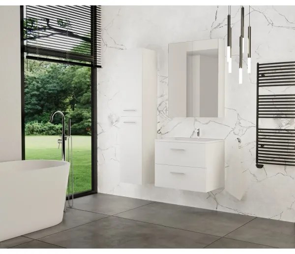 Set mobilier de baie KATE cu lavoar + dulap cu oglindă + dulap suspendat, alb