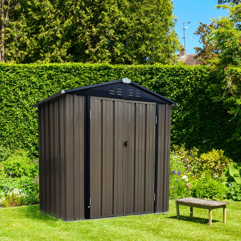 Depozit grădină pentru scule din tablă, maro / antracit, 2x1,3 m, RADOL