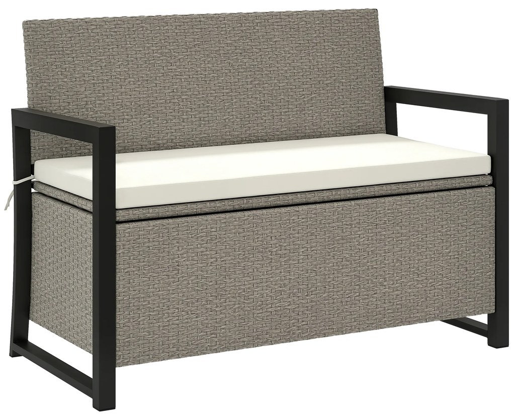 Outsunny Bancă de Grădină cu Spațiu de Depozitare, 117x60x86 cm, Alb Crem | Aosom Romania