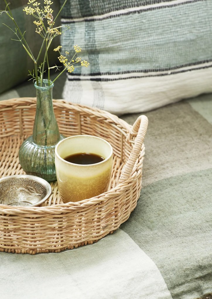 Set 3 tăvi rotunde din rattan împletit manual, D31–40 cm, „Raya"