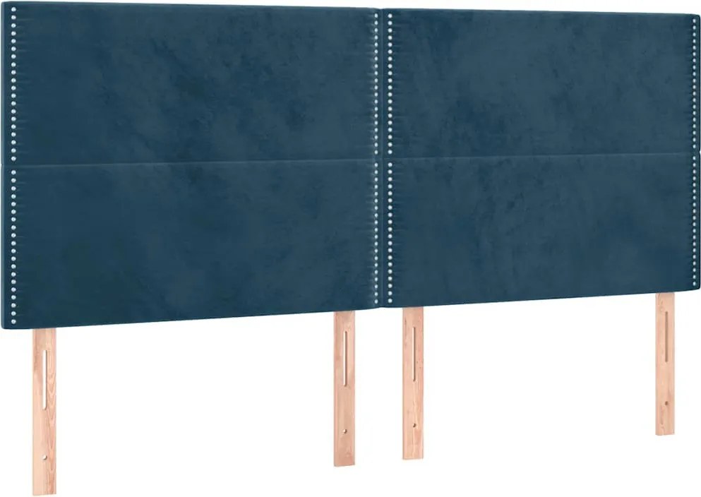 vidaXL Tăblie de pat albastru închis 200x5x118/128 cm catifea