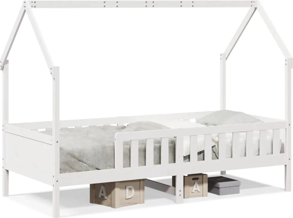 vidaXL Cadru pat tip casă pentru copii alb 90x190 cm lemn masiv de pin