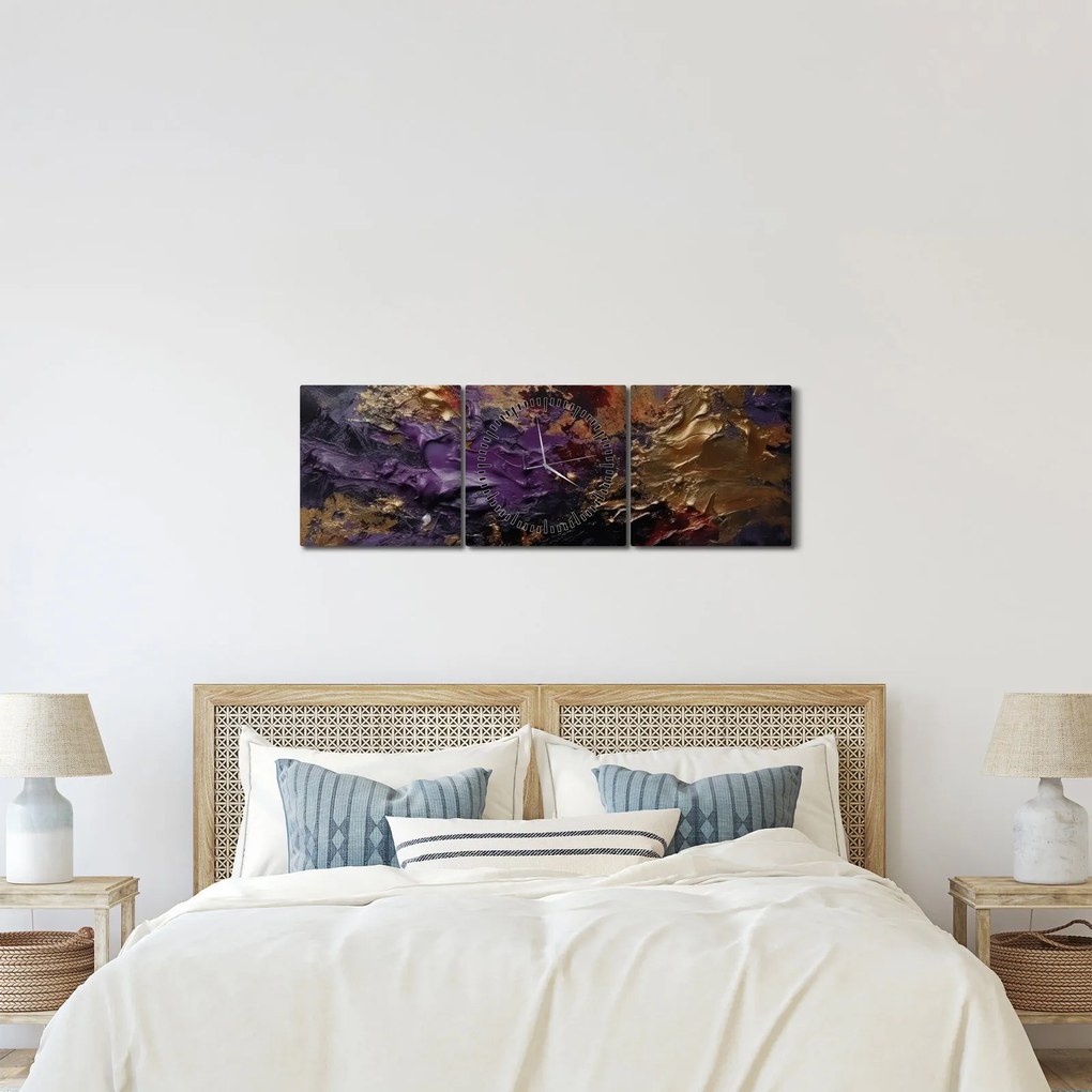 Tablou - Abstracție texturată (cu ceas) (90x30 cm)
