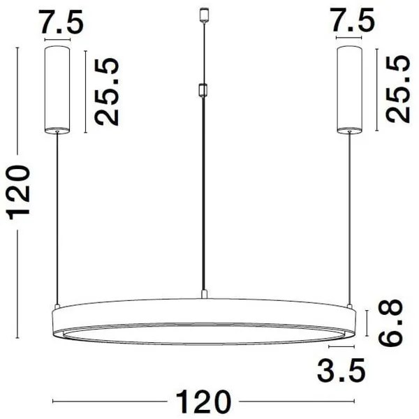 Sistem circular sina magnetica cu iluminat in partea superioara Breda 120cm