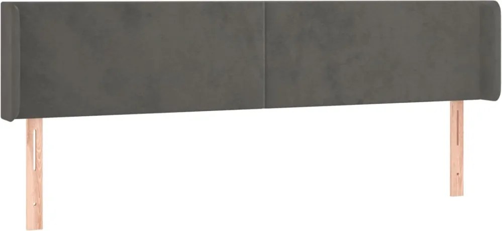 vidaXL Tăblie de pat cu aripioare gri închis 183x16x78/88 cm catifea