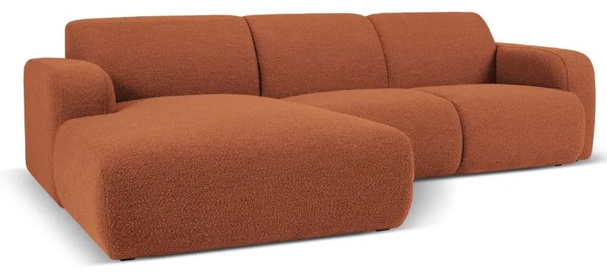 Colțar maro cu tapițerie din stofă bouclé (colț stânga) Molino – Micadoni Home