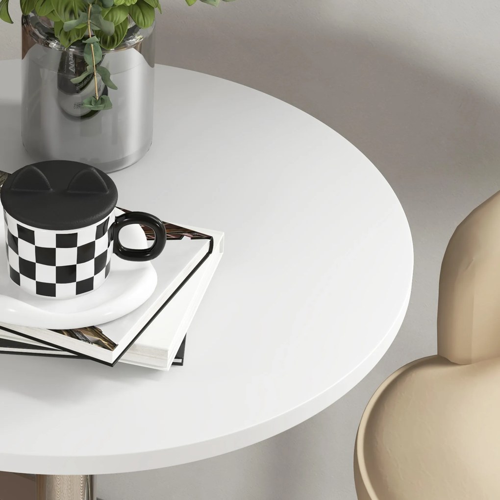 HOMCOM Masă de bar rotundă masă înaltă pentru bucătărie reglabilă în înălțime 69-91 cm blat pivotant la 360° alb și argintiu | Aosom Romania