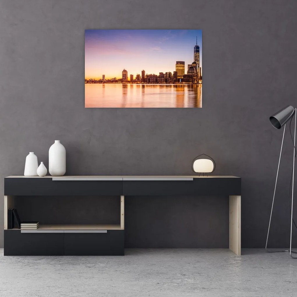 Tablou cu oraș în apus de soare (90x60 cm)