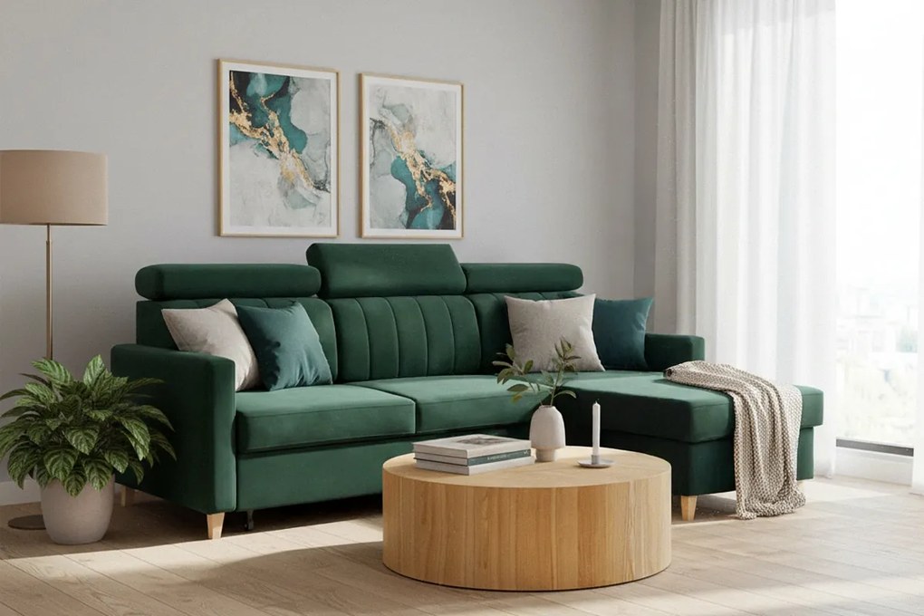 Colțar extensibil Vario universal dreapta/stânga - catifea verde Bluvel 78