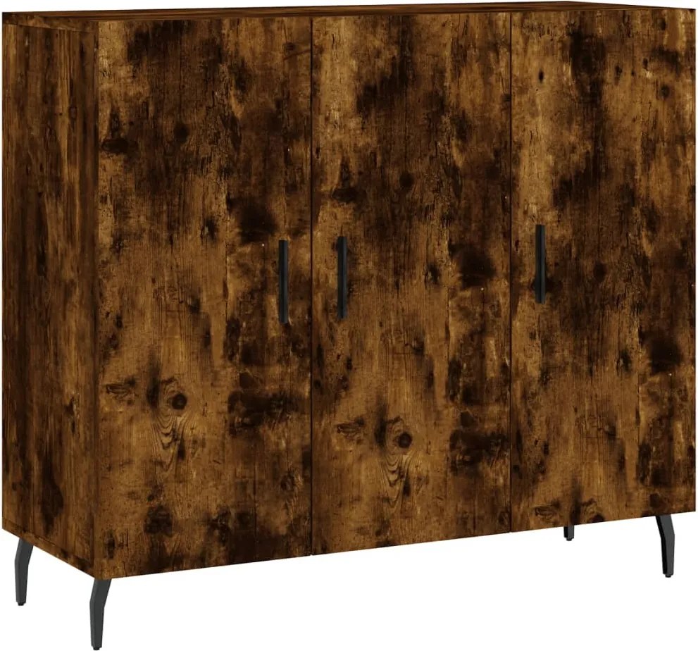 vidaXL Dulap, stejar fumuriu, 90x34x80 cm, lemn compozit